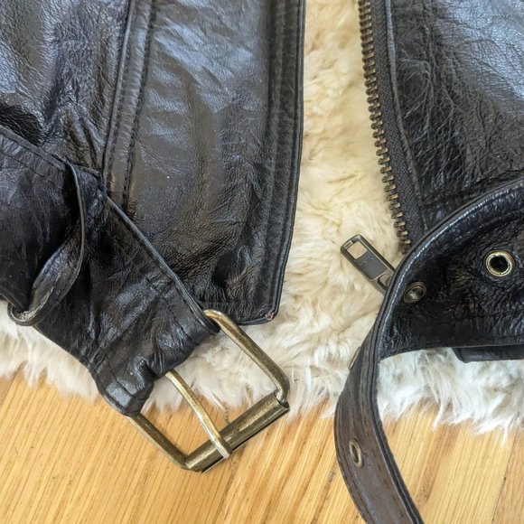 ❤️🔥FANTASTIC Vintage Leather & Fur Lined Hooded Bomber Jacket - Picture 2 of 6